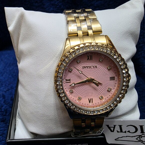 NWT Invicta Wildflower Women\'s Watch 33mm Gold Case/Pink Face (69229)